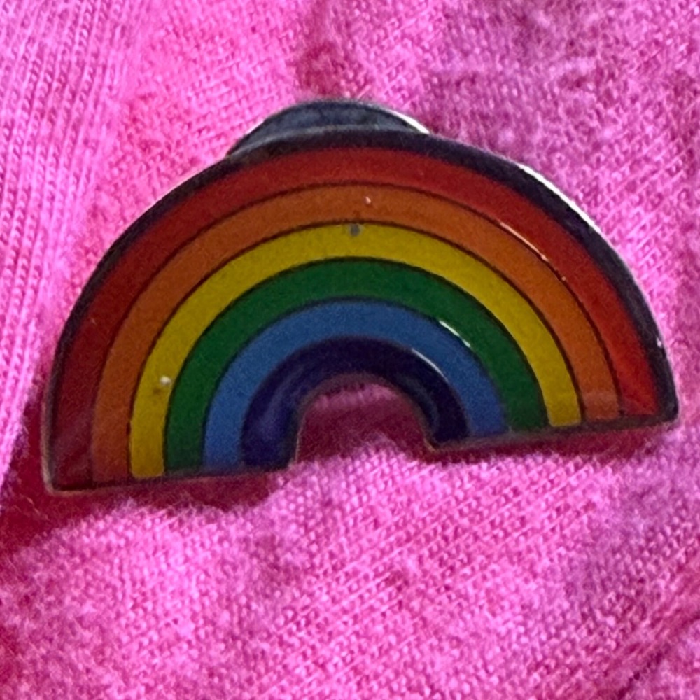 Vintage Rainbow Pin 1980s Enamel Lapel Pin Colorful Pride Accessory